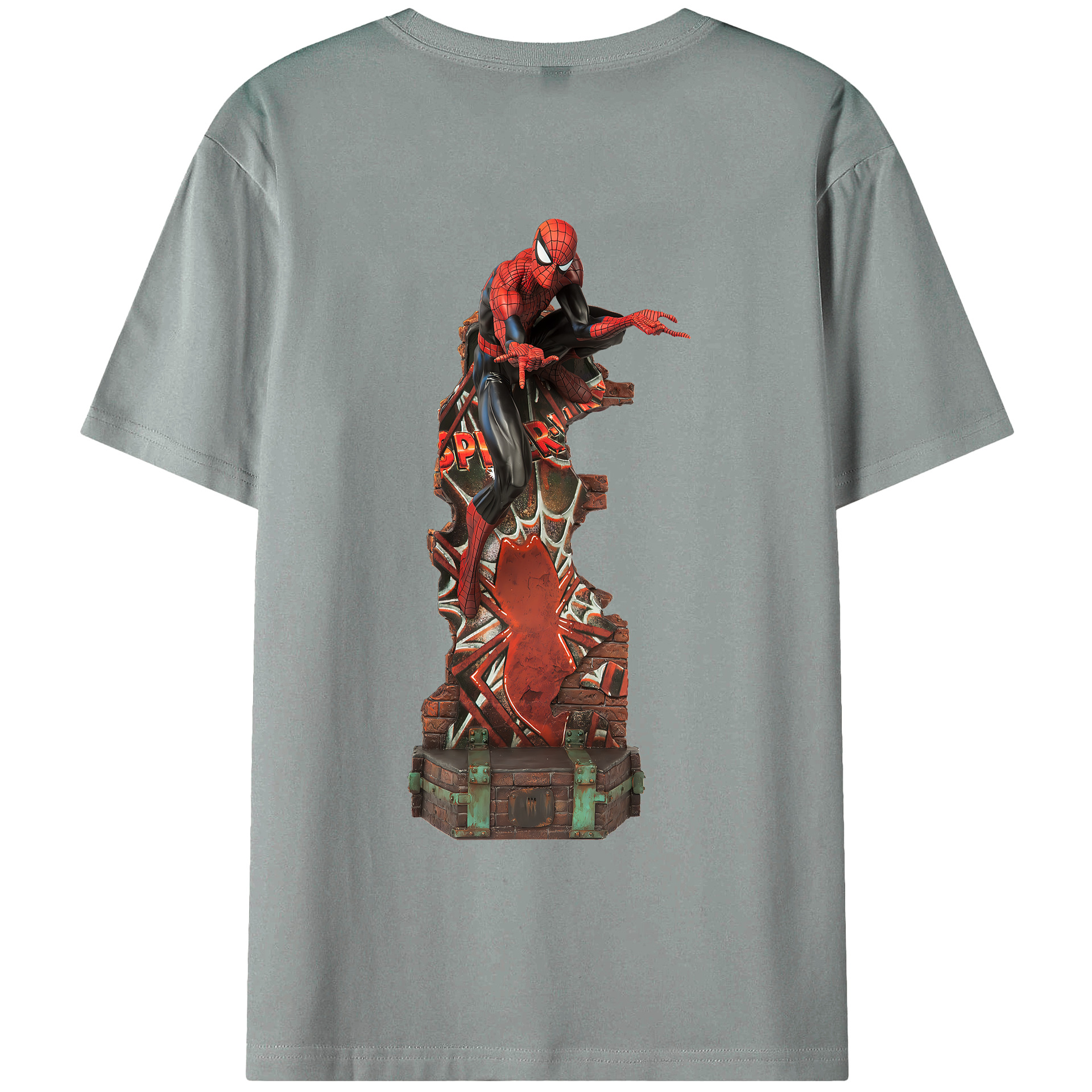 （画像用） Spider Man スパイダーマン 綿100％ メンズ半袖Tシャツ（バックプリント） 通気性